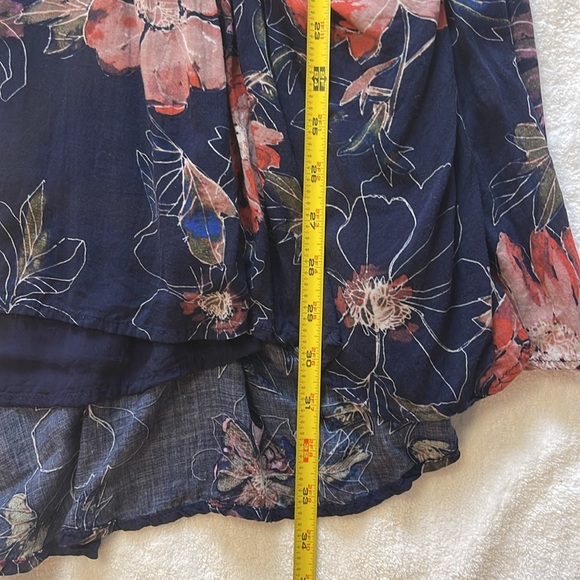 Free People Floral Navy and Orange Lined Dress Size 0 EUC - Picture 5 of 8